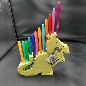 Carved Dinosaur Marker Holder